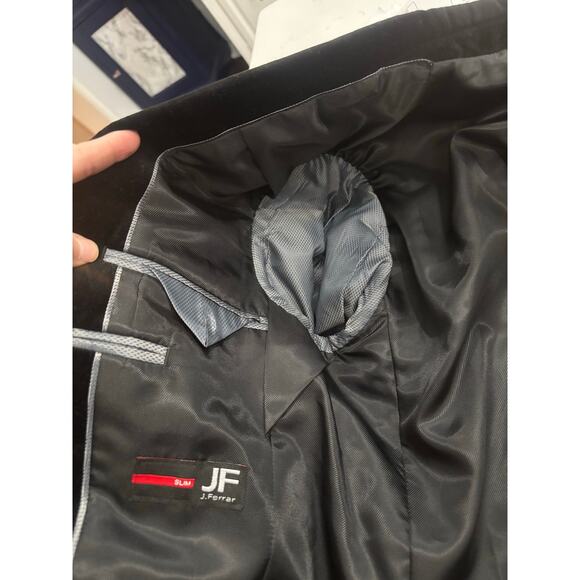 J. Ferrar velvet men’s black blazer button sz M slim preppy Holidays Christmas - Picture 4 of 8